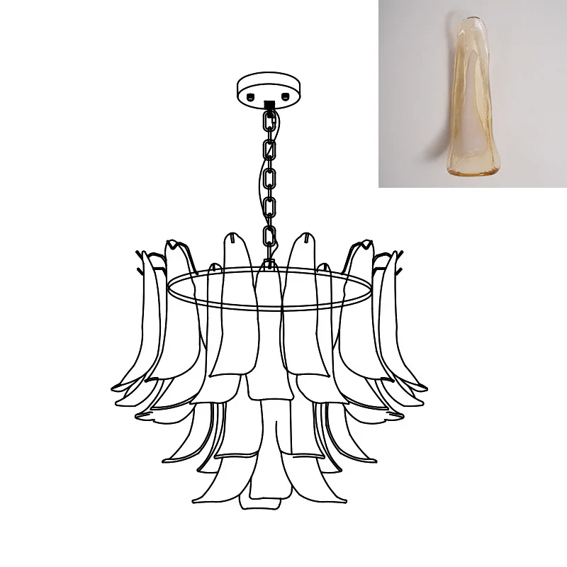 Murano Glass Leaf Chandelier – Ambient Illumination in Luxury Interior Setting View 48