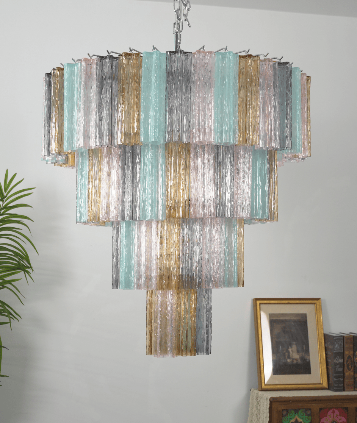 Lustrava Prism Curated Mouth-Blown Frosted Glass – full fixture elevation view