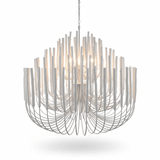 Swinton Curated Finished Iron Chandelier – spatial dining room perspective #1