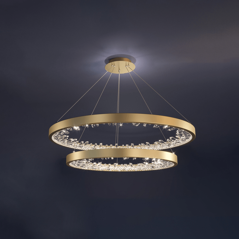 Luxury Circle Crystal Curated K9 Bohemian Crysta – illuminated warm ambiance setting #1