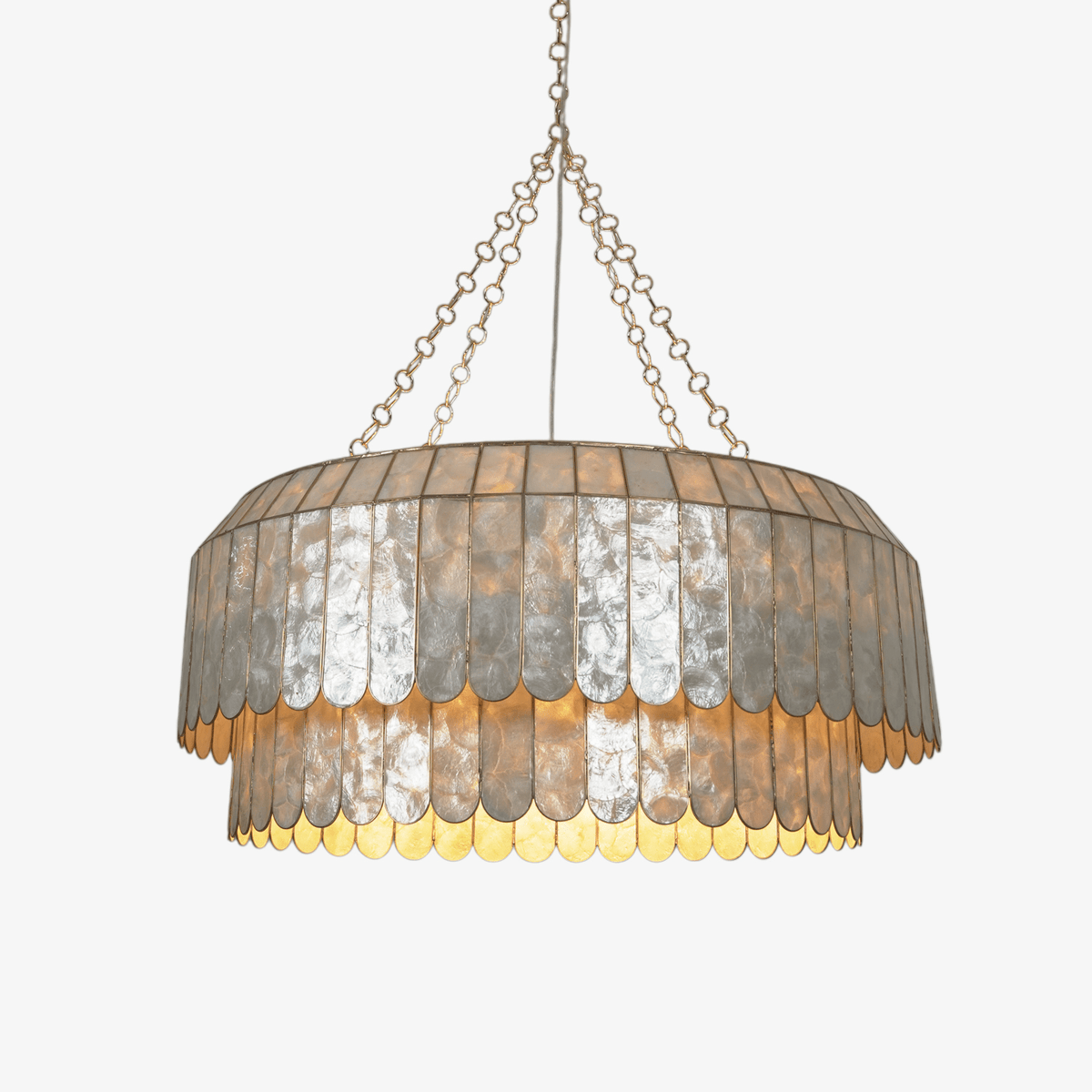Capiz Aurelia Curated Iron & Glass Chandelier – architectural ceiling profile #1