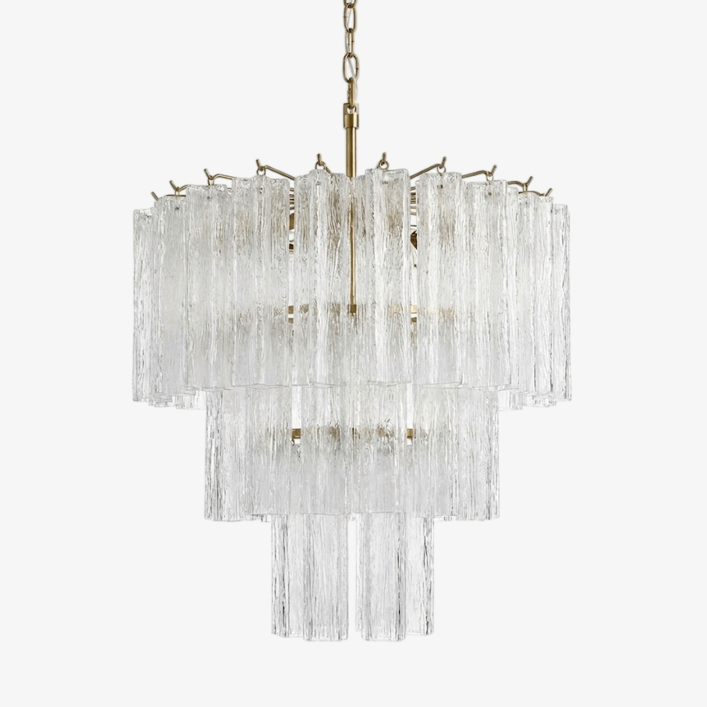 Glacier Tier Curated Mouth-Blown Frosted Glass C – Mouth-Blown Frosted Glass Chandelier