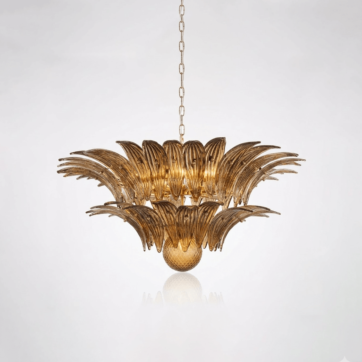 Glass Palmette Chandelier – Ambient Illumination in Luxury Interior Setting View 16