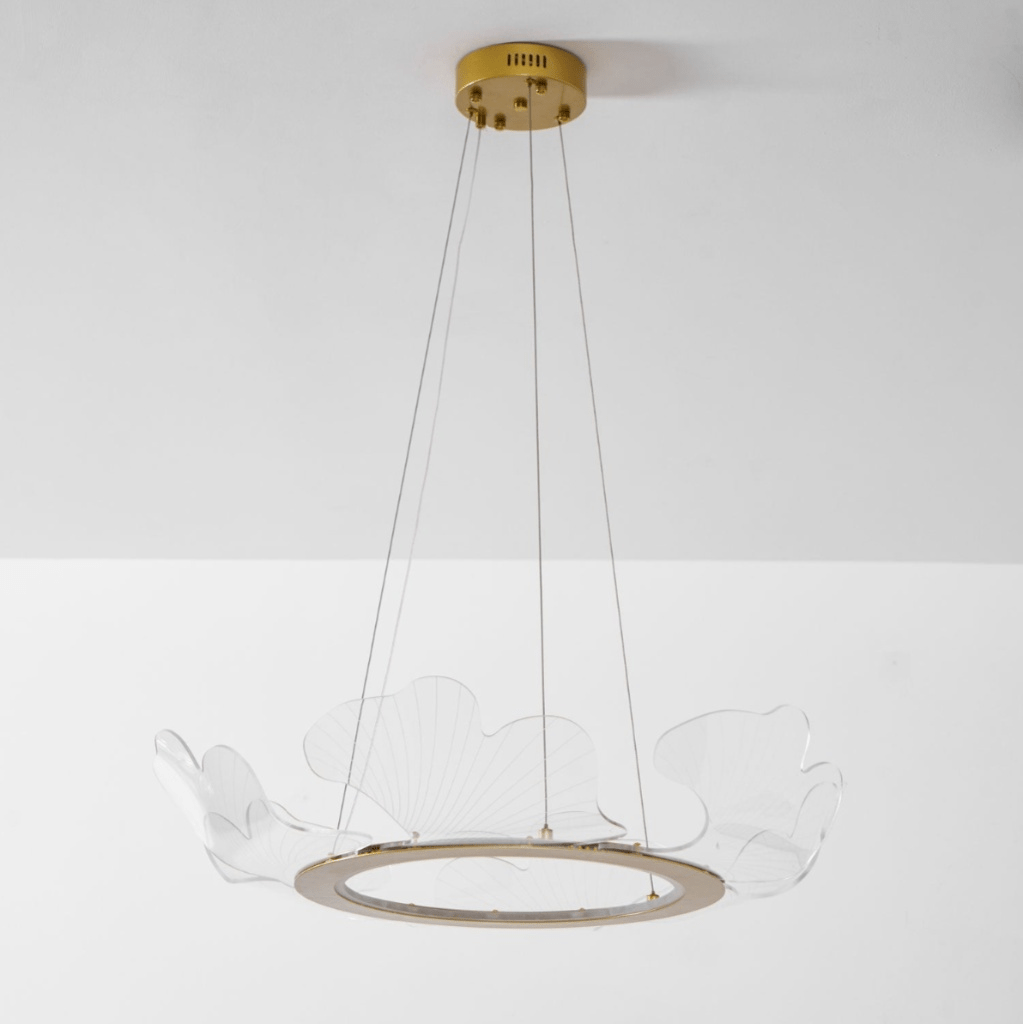 Sea Curated Iron & Glass Chandelier – illuminated warm ambiance setting #1