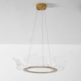 Sea Curated Iron & Glass Chandelier – illuminated warm ambiance setting #1