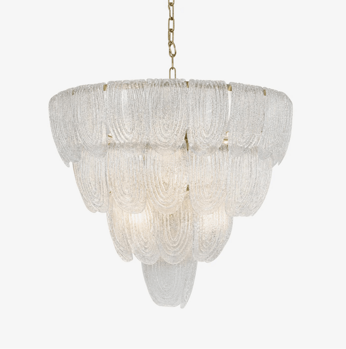 Layered Glass Petal Curated Mouth-Blown Frosted – Mouth-Blown Frosted Glass Chandelier