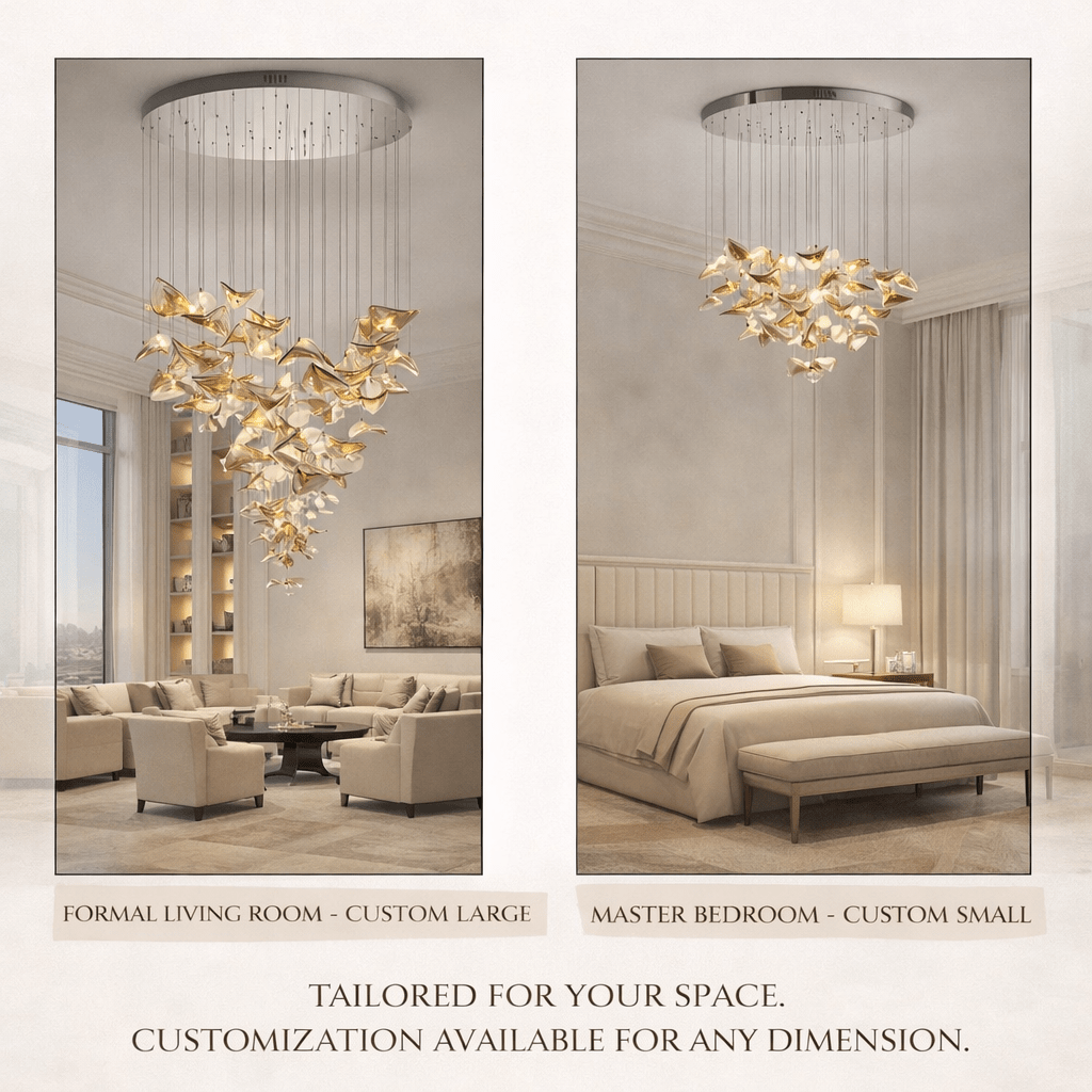 Wave Floating Leaf Chandelier – Ambient Illumination in Luxury Interior Setting View 30