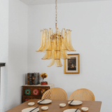 Petala Amber Art Glass Chandelier – handcrafted surface texture