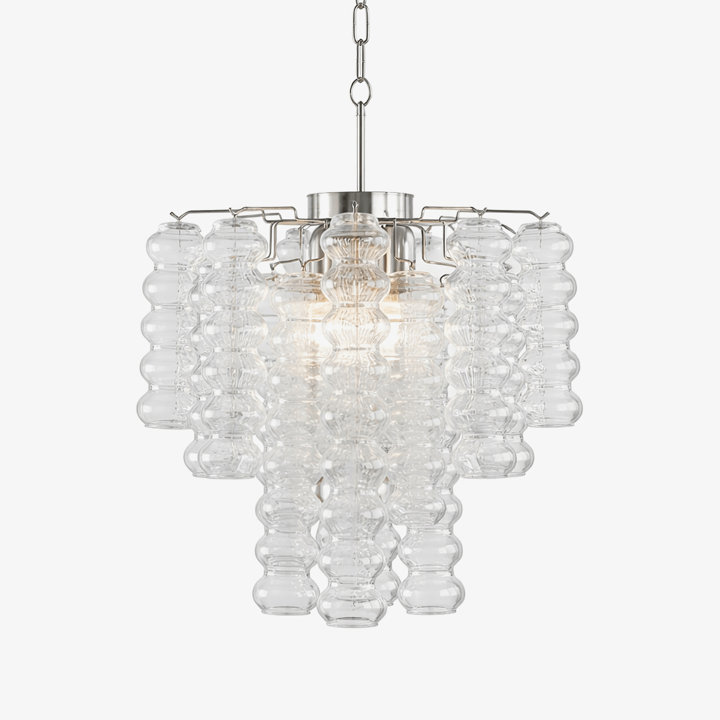 Ripple Column Curated Mouth-Blown Frosted Glass – Mouth-Blown Frosted Glass Chandelier