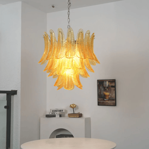 Aurelium Cascade Glass Curated Amber Art Glass C installed in residential dining space