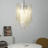 Silvae Veil Glass Curated Mouth-Blown Frosted Gl installed in residential dining space
