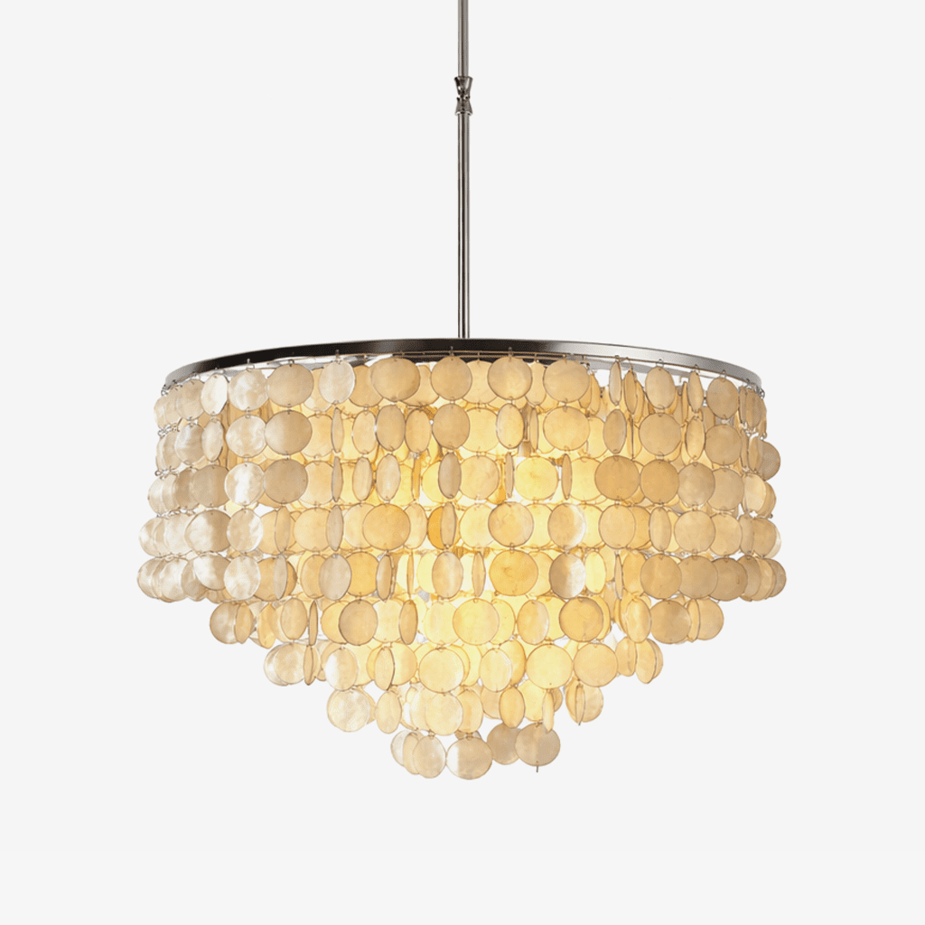 Oceana Shell Curated Brushed Nickel Iron Chandel – Brushed Nickel Iron Chandelier