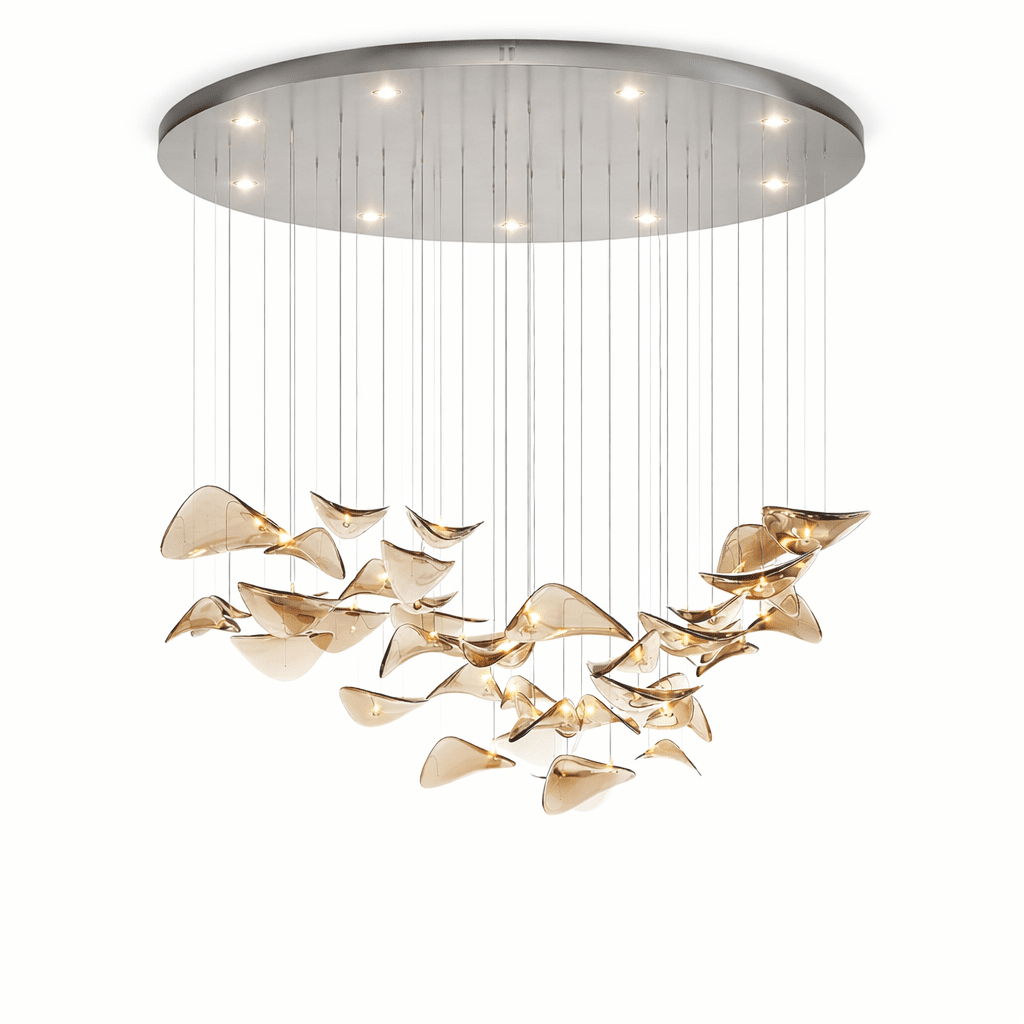 Wave Floating Leaf Chandelier – Ambient Illumination in Luxury Interior Setting View 28