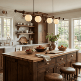 Elowen Rail Curated Mouth-Blown Frosted Glass Ch – full fixture elevation view