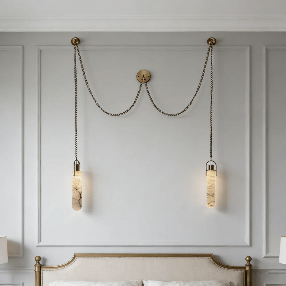 Cylindrical Cluster Alabaster Curated Alabaster – illuminated warm ambiance setting