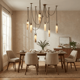 Cylindrical Cluster Alabaster Curated Alabaster installed in residential dining space
