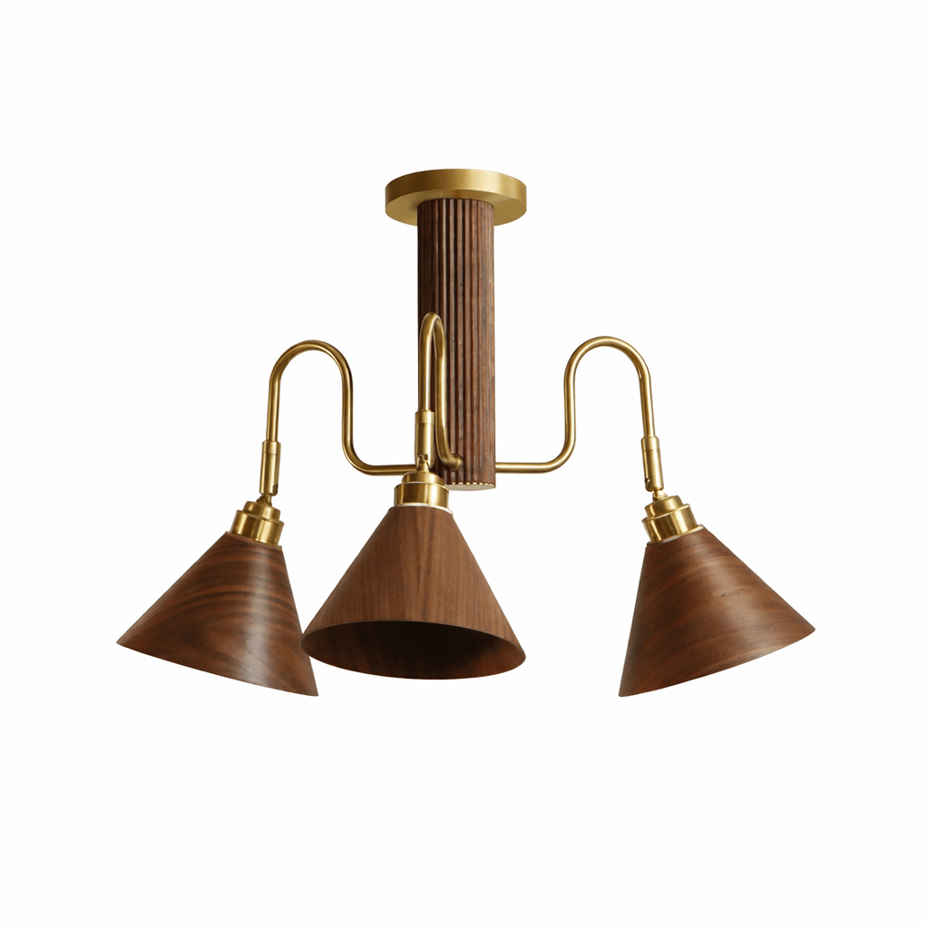 Bravik Wood Curated Mouth-Blown Frosted Glass Ch – Ceiling mount version 3-Lights ∅ 25.9 x  finish configuration