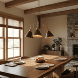 Bravik Wood Curated Mouth-Blown Frosted Glass Ch installed in residential dining space
