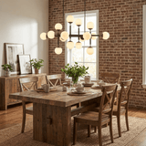 Orbelis Globe Curated Alabaster Chandelier warm illuminated room view