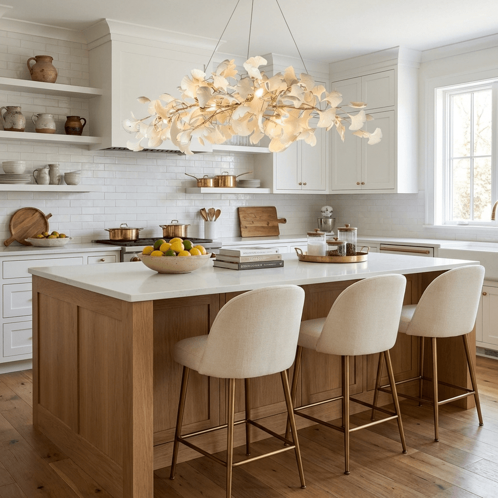 Gingko Curated Hand-Thrown Ceramic Chandelier