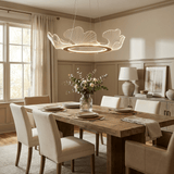 Sea Curated Iron & Glass Chandelier installed in residential dining space