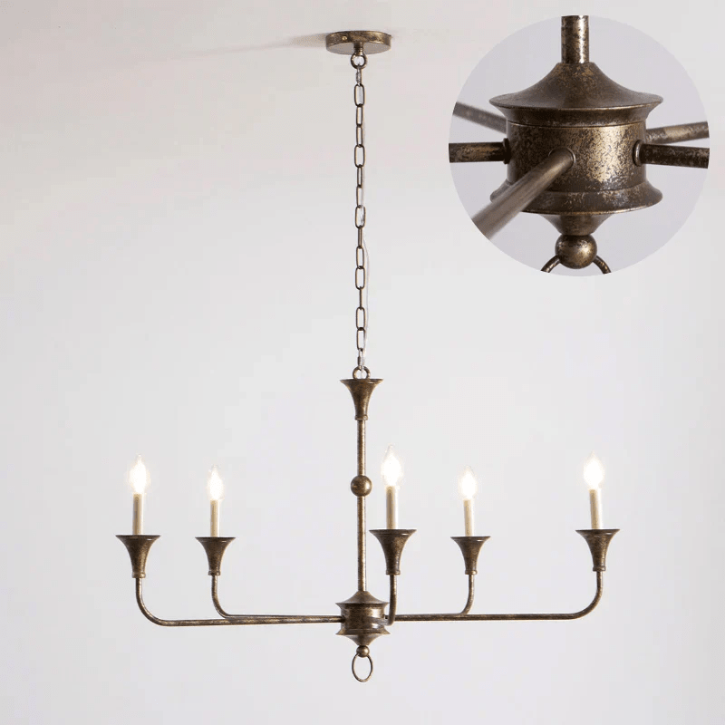 Elara Candle Curated Solid Brass Chandelier – structural canopy joint detail #1