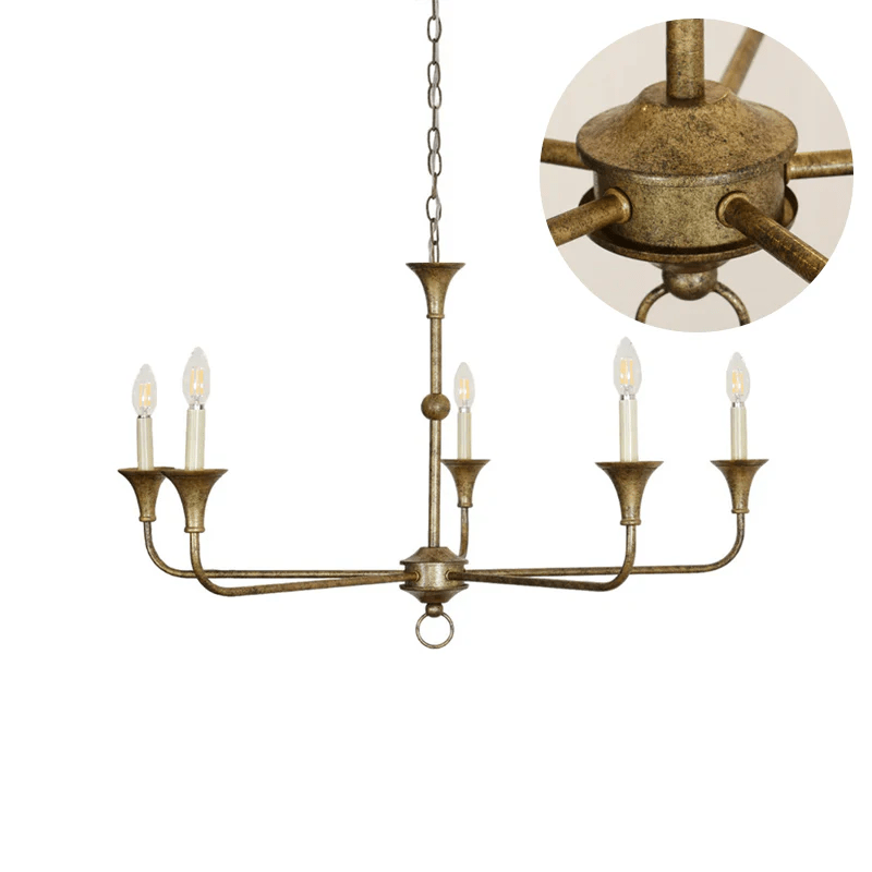 Elara Candle Curated Solid Brass Chandelier – architectural ceiling profile #1