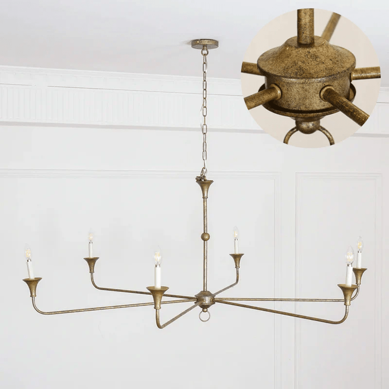 Elara Candle Curated Solid Brass Chandelier – spatial dining room perspective #1