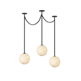 Industrial Alabaster Orb Chain Curated Alabaster – illuminated warm ambiance setting #1