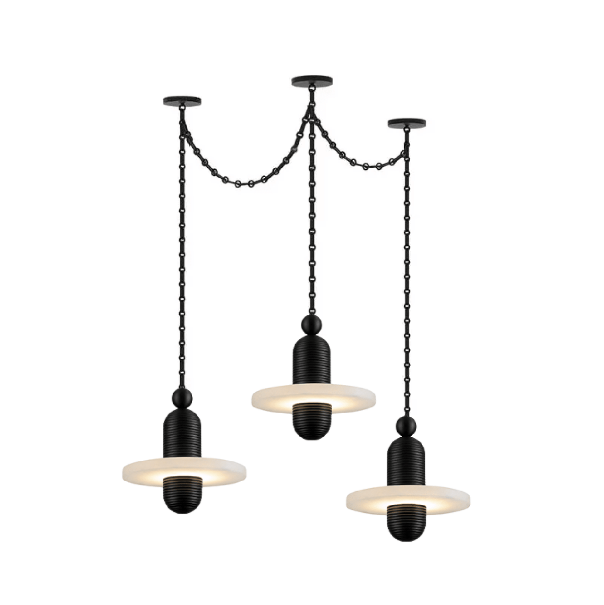 Orbital Drift Chain Curated Alabaster Chandelier – 3 Heads ∅ 7.1 x H 5.9 finish configuration