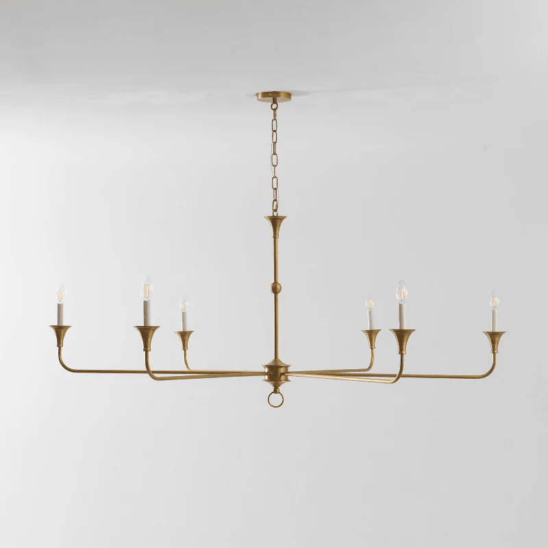 Elara Candle Curated Solid Brass Chandelier – unlit natural material contrast #1