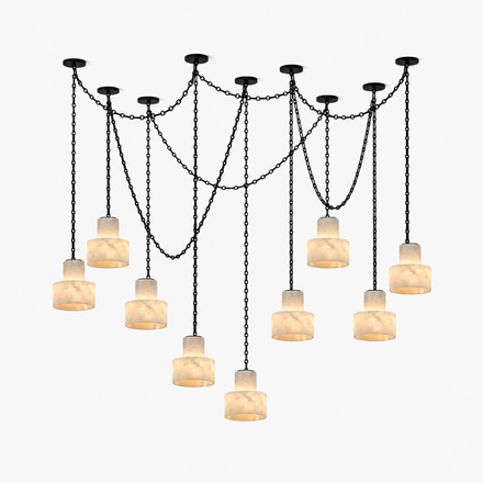 Multi Tier Chain Drum Pendant Light