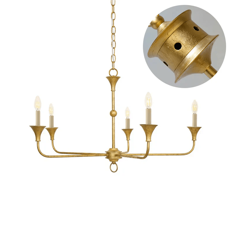 Elara Candle Curated Solid Brass Chandelier – dimensional scale reference #1