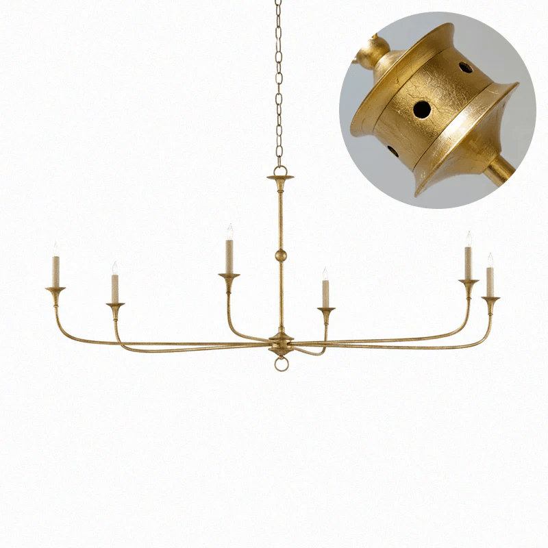 Elara Candle Curated Solid Brass Chandelier – full fixture elevation view #1