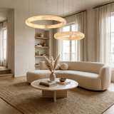 Halo di Pietra Alabaster Curated Alabaster Chand warm illuminated room view