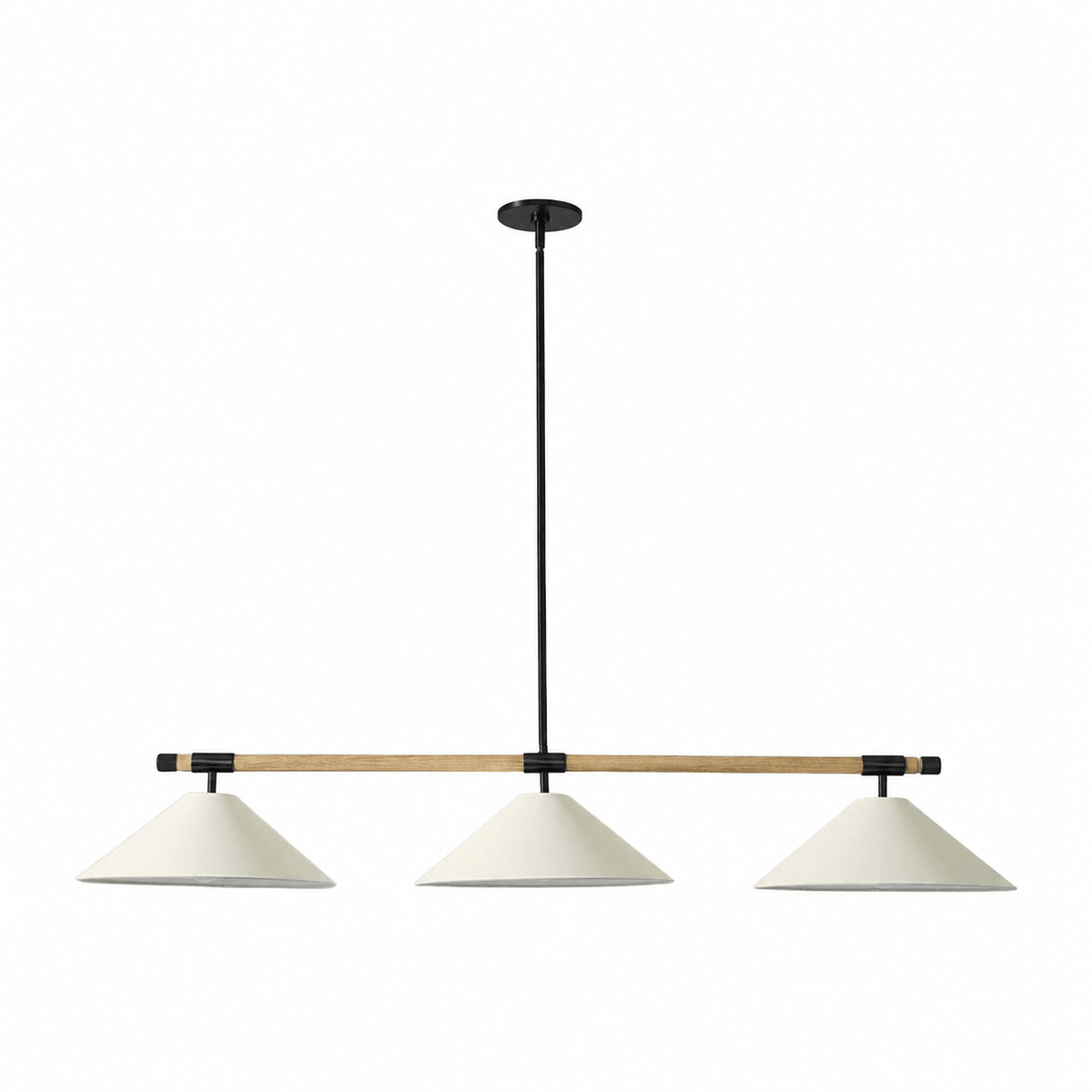 Cone Linear Curated Solid Brass Chandelier – illuminated warm ambiance setting #1