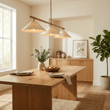 Cone Linear Curated Solid Brass Chandelier – illuminated warm ambiance setting