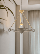 Sculptural Plaster Curated Iron & Glass Chandeli – handcrafted surface texture