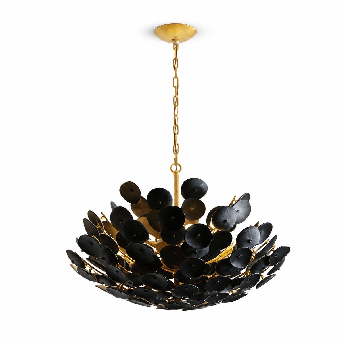 Coconut Disc Curated Iron & Glass Chandelier – ∅ 32.3 x H 21.7 finish configuration #1 #2