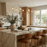 Petala Amber Art Glass Chandelier installed in residential dining space