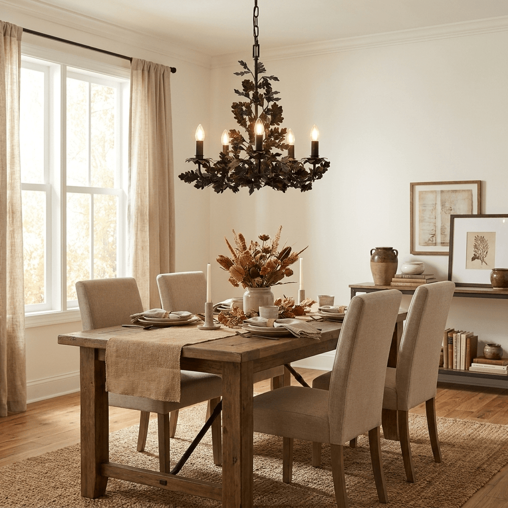 Thicket Oak Leaf Curated Solid Hardwood Chandeli