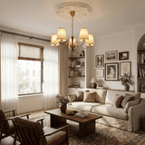 Cream Fabric Curated Solid Brass Chandelier – dimensional scale reference