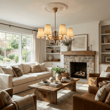 Cream Fabric Curated Solid Brass Chandelier – architectural ceiling profile