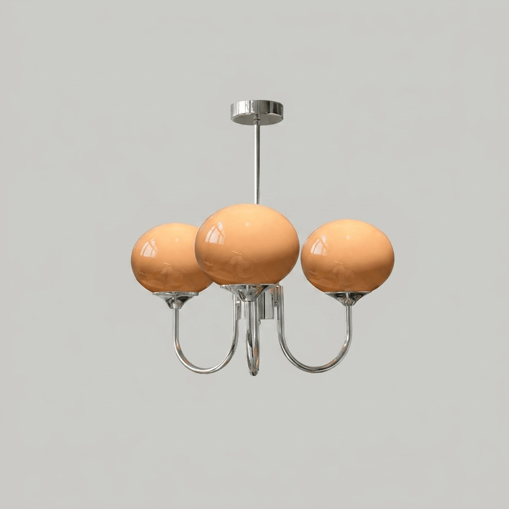 Marshmallow Curated Mouth-Blown Frosted Glass Ch – full fixture elevation view #1