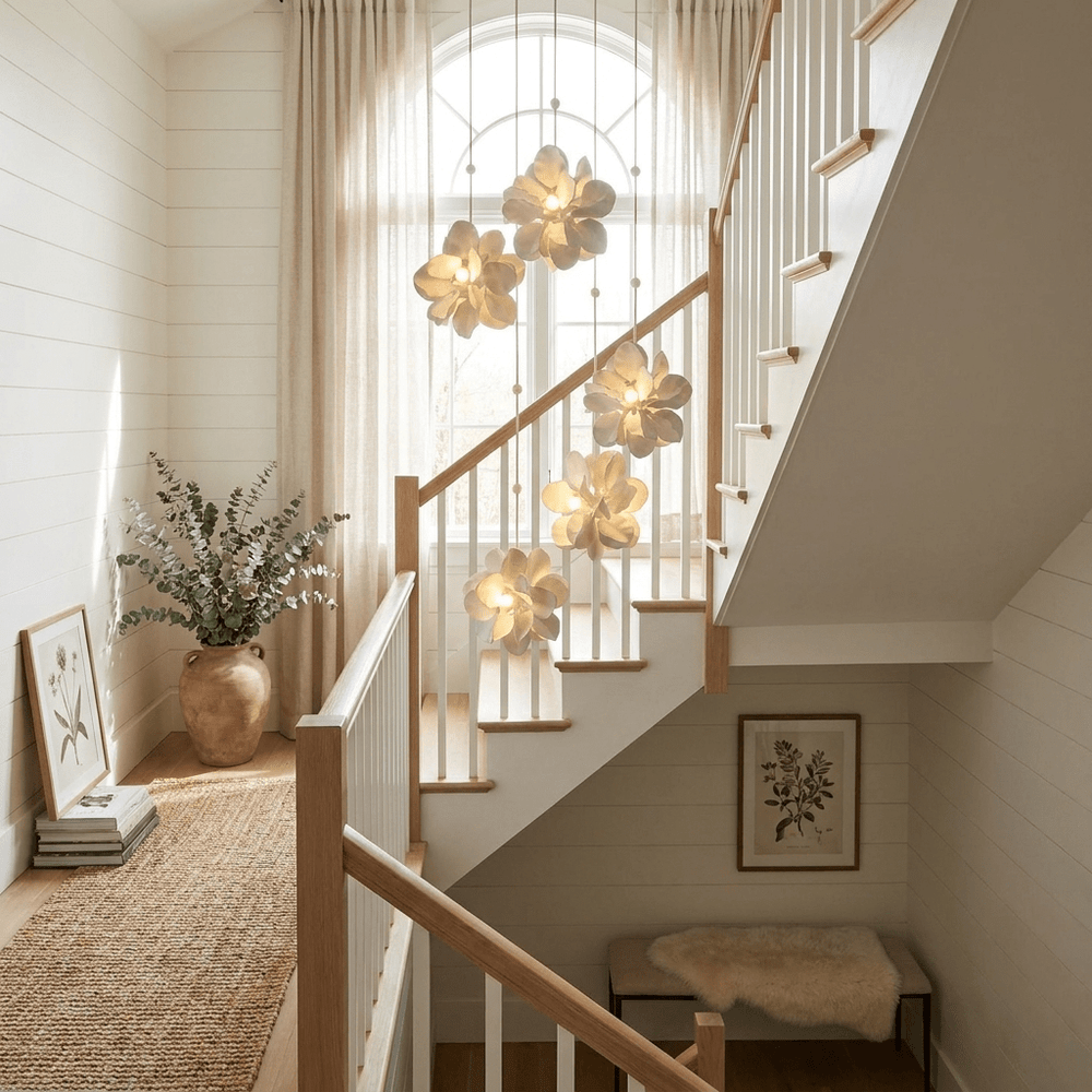 Petal Cascade Multi-Light Curated Iron & Glass C