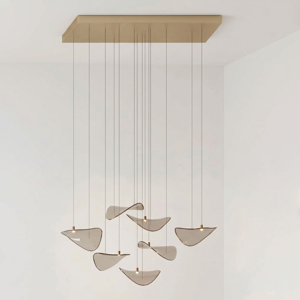 Wave Floating Leaf Chandelier – Ambient Illumination in Luxury Interior Setting View 17