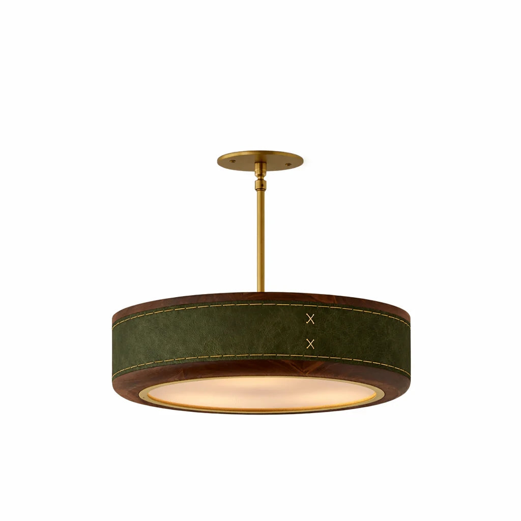 Chandelier | Nura Leather & Walnut Chandelier | Japandi Artisan Ceiling Light | JINSHE | JINSHE