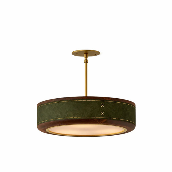 Nura Leather & Walnut Chandelier | Japandi Artisan Ceiling Light | JINSHE