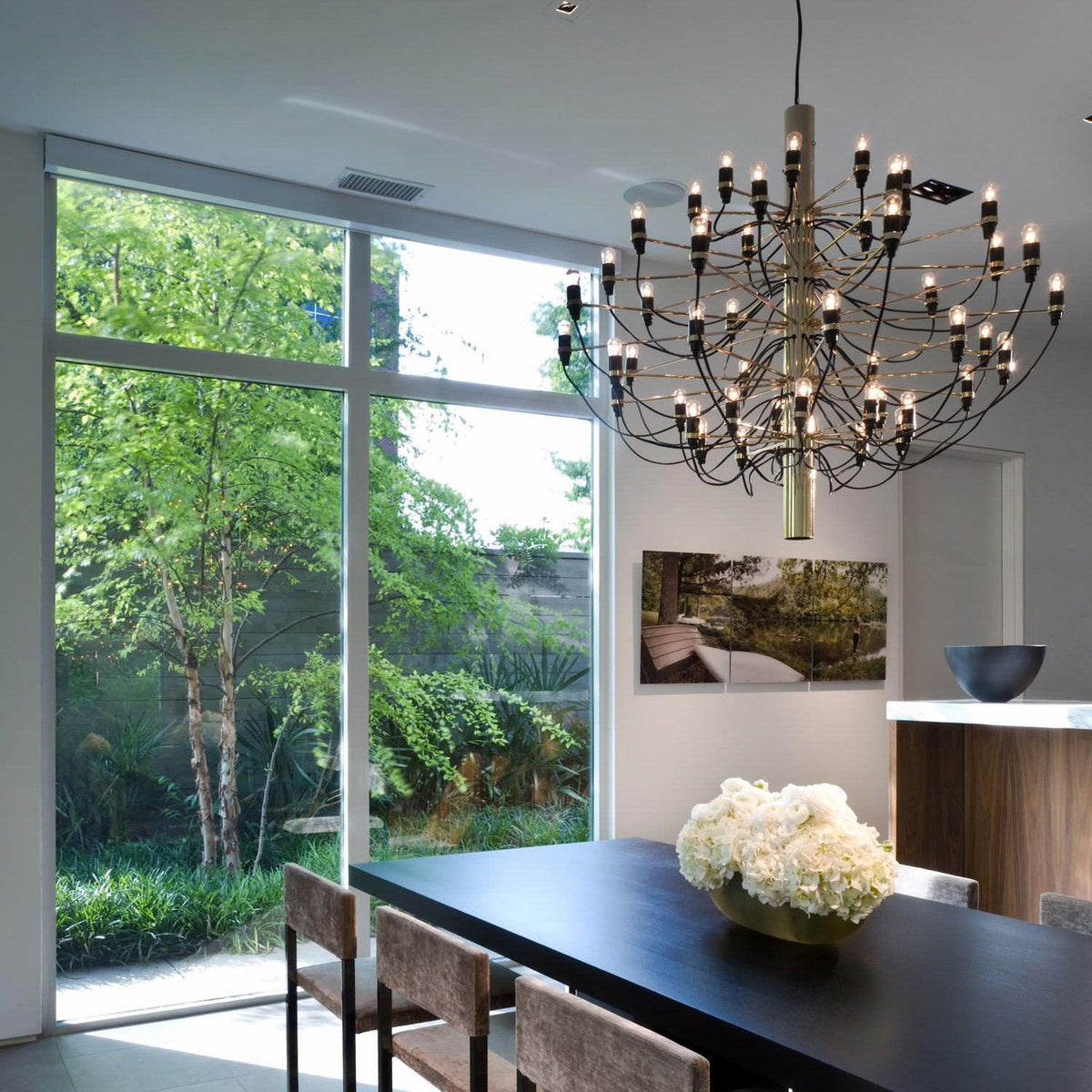 Tiered Branch Curated Solid Brass Chandelier – unlit natural material contrast