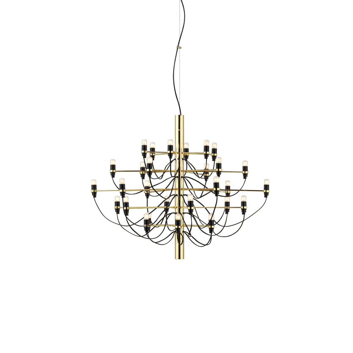 Tiered Branch Curated Solid Brass Chandelier – full fixture elevation view #1